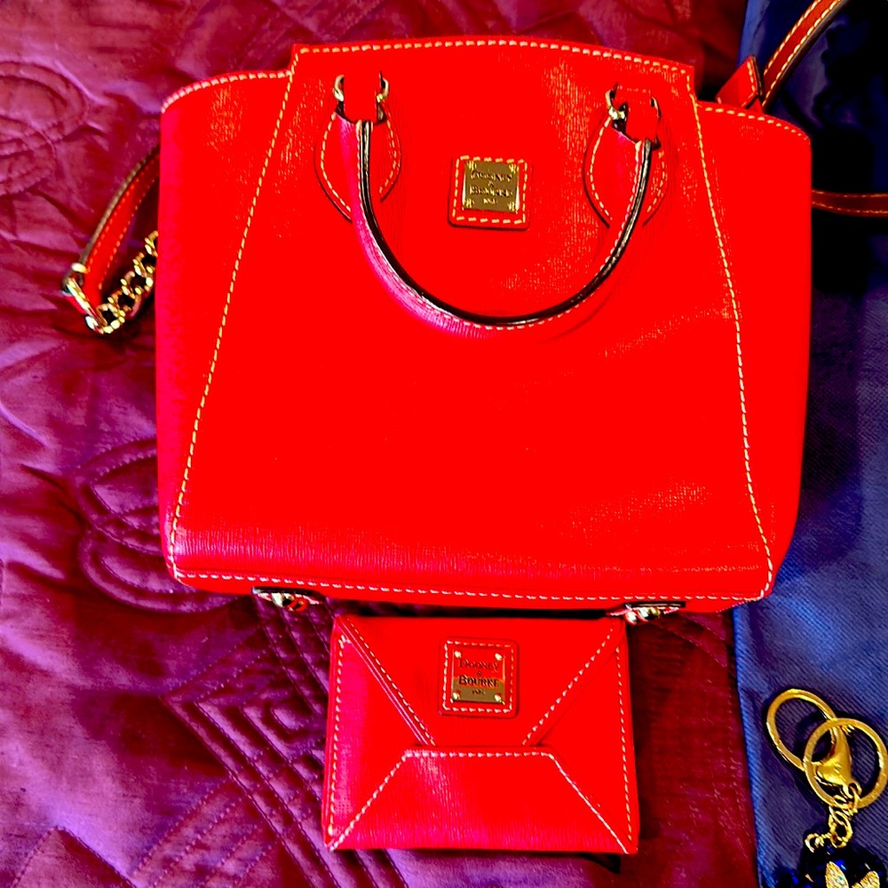 Dooney & Bourke Small red leather clutch with card holder